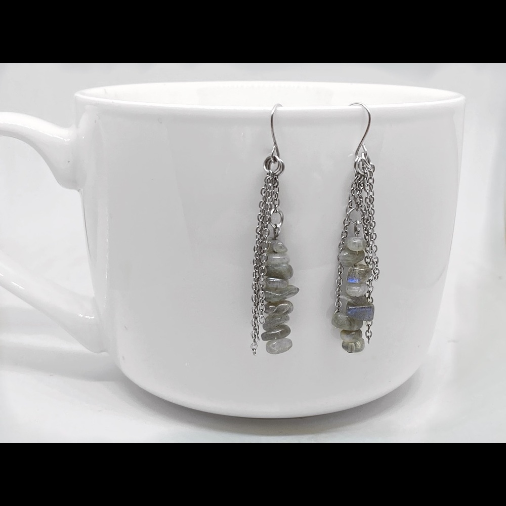 Labradorite Crystal Gemstone Drop Earrings